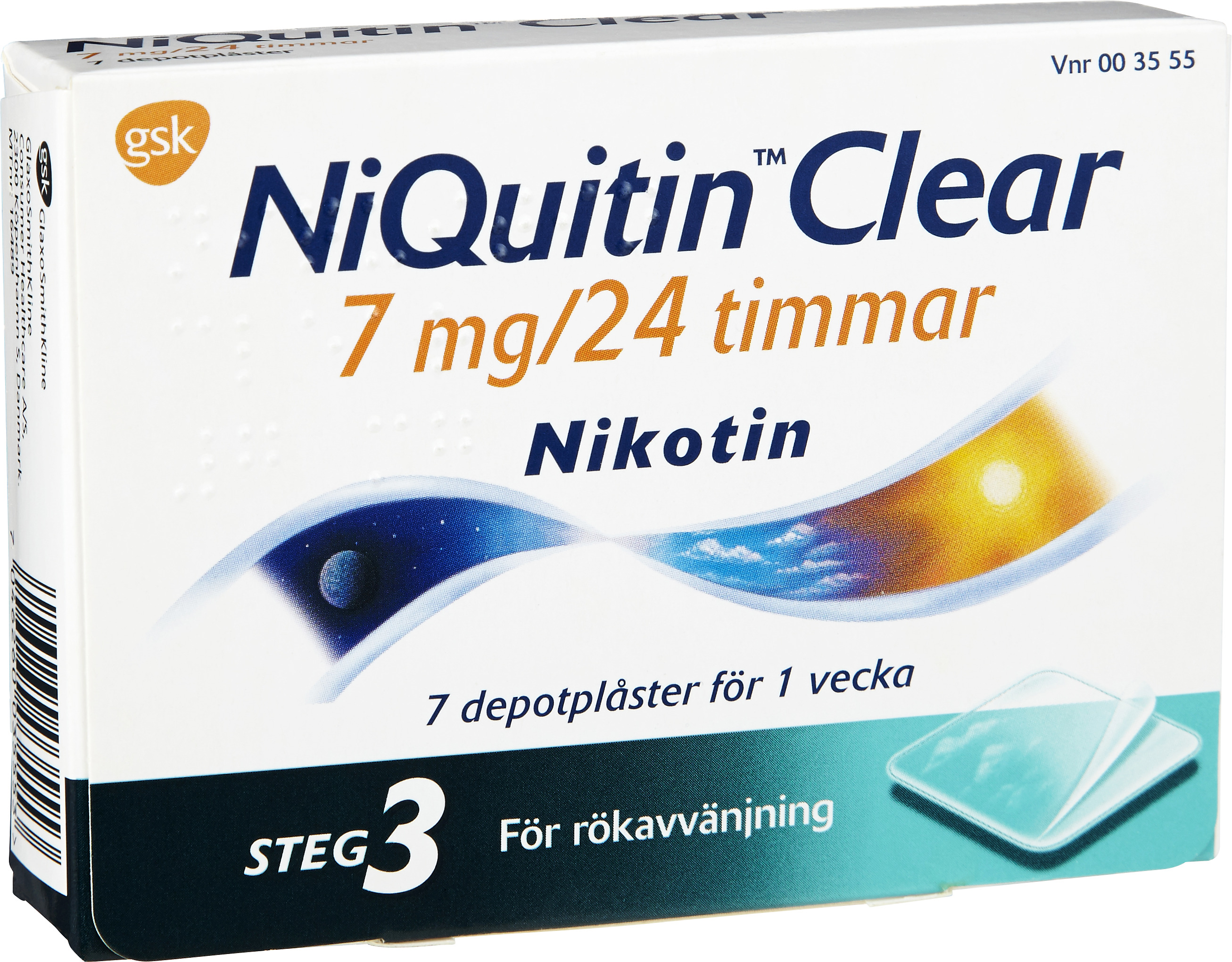 NiQuitin Clear Depotplåster 7mg/24timmar Plåster, 7st