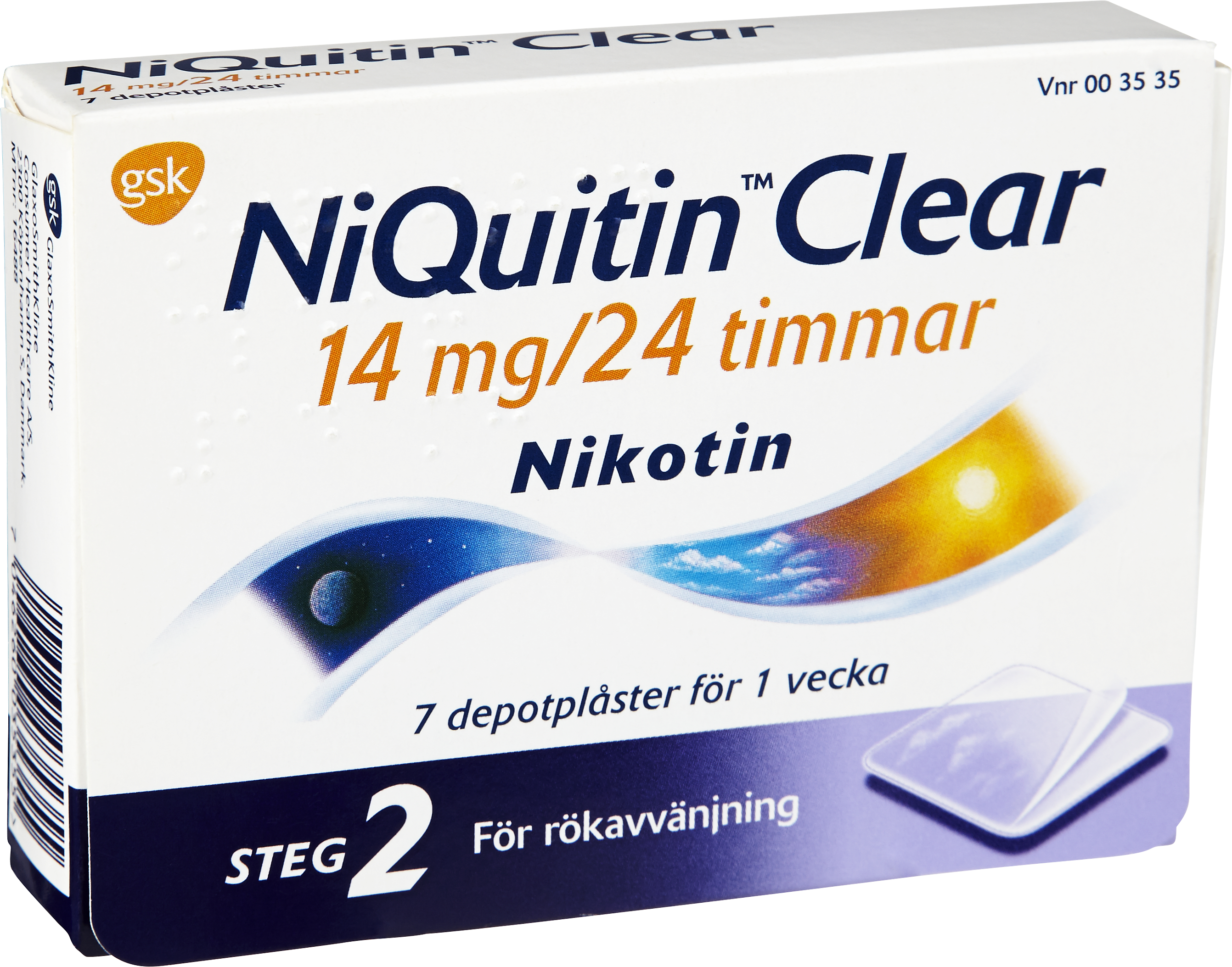 NiQuitin Clear Depotplåster 14mg/24timmar Plåster, 7st